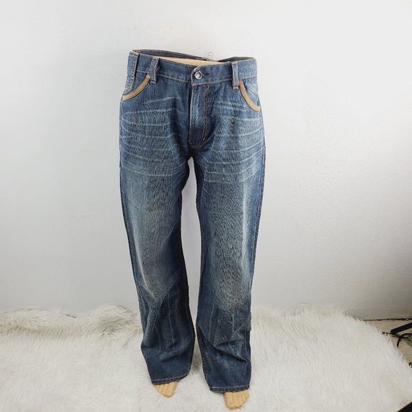 Silver Tab Men's Blue Medium Wash Slim Fit Denim Bootcut Jeans Size 36 - Picture 1 of 11